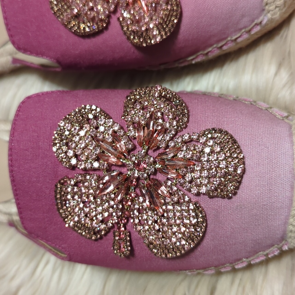 Jeweled Floral sunset Ombre Espadrille Slides mules size 5.5 M - Picture 2 of 10